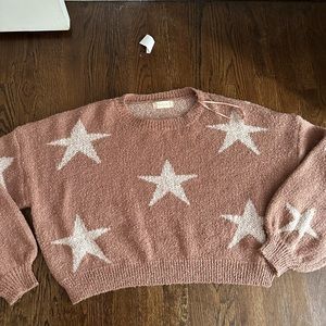 Altar’d State burnt orange and white star sweater size medium